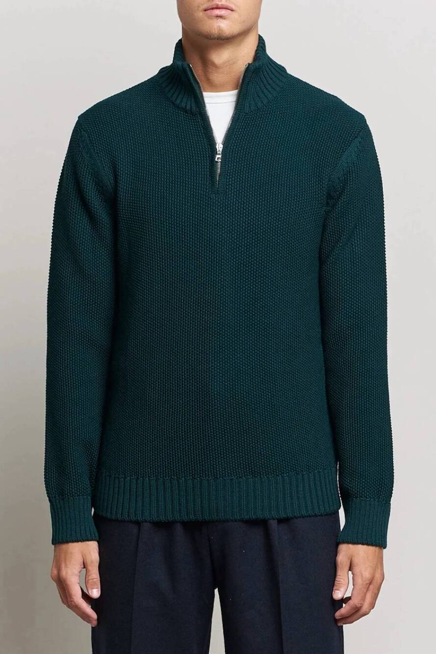 NEW ORLEBAR BROWN lennard cashmere half-zip sweater in bristlecone pine
